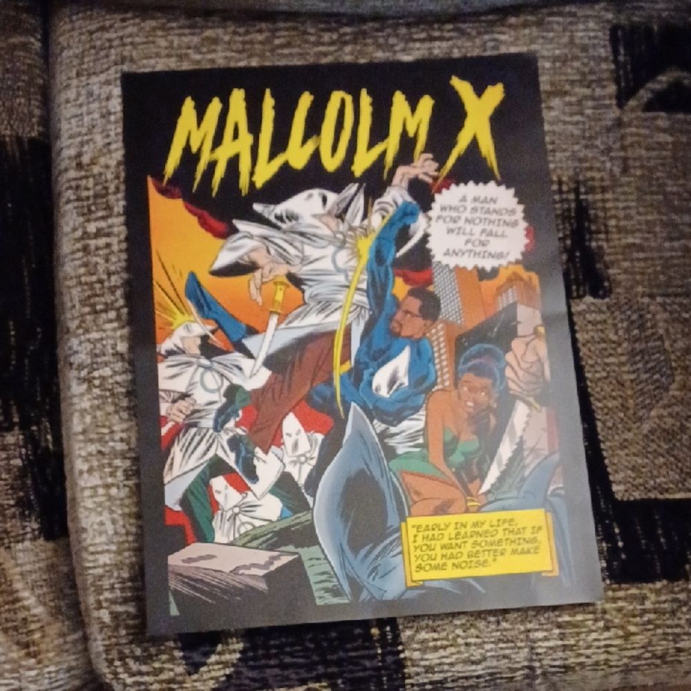 4/$40 Malcolm X Comic Art Print - Poster Board